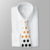 Moderne Cadmium Orange und Black Polka Dot Krawatte (Gebunden)