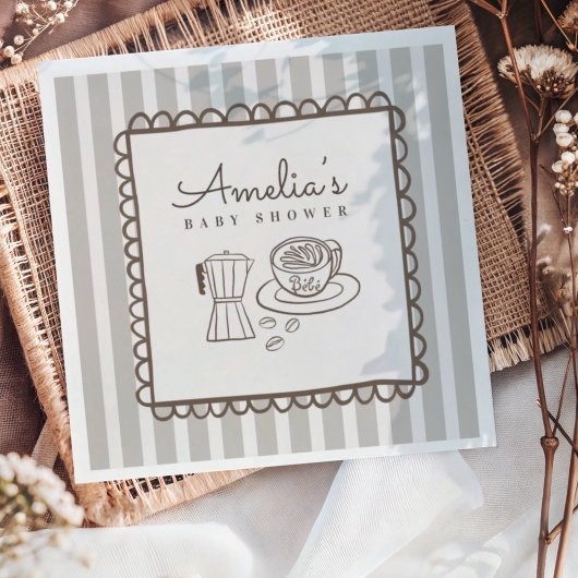Moderne Café Bébé Handgezeichnete Babyparty Serviette