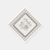 Moderne Café Bébé Handgezeichnete Babyparty Serviette (Ecke)