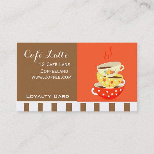 Moderne Café Loyalty Card für Kaffee Visitenkarte (Vorderseite)