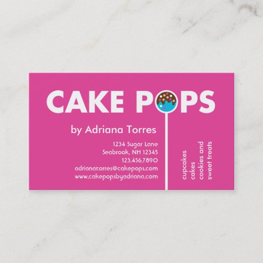 Moderne Cake Pops Business Card Visitenkarte (Vorderseite)