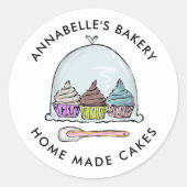 Moderne Cakes & Süßigkeiten Cupcake Zuhause Bäcker Runder Aufkleber (Vorderseite)