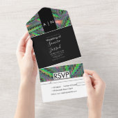 Moderne Calathea-Pflanze-Muster Hochzeit All In One Einladung (Abreißen)