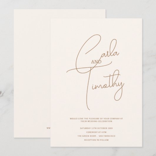 Moderne Caligraphie Script Red Pink Wedding Einladung (Vorne/Hinten)