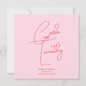 Moderne Caligraphie Script Red Pink Wedding Save The Date (Vorderseite)
