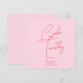 Moderne Caligraphie Script Red Pink Wedding Save The Date (Vorne/Hinten)