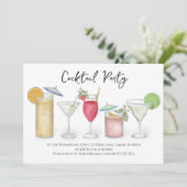Moderne Calligraphie Cocktails Getränke Aquarell S Einladung (Stehend Vorderseite)