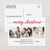 Moderne Calligraphie Rot Frohe Weihnachten 3 Foto Postkarte (Vorne/Hinten)