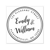 Moderne Calligraphie Script Round-Rücksendeadresse Permastempel (Design)