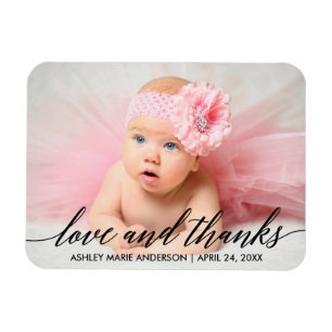 Moderne Calligraphy Baby Liebe und Danke Foto Magnet