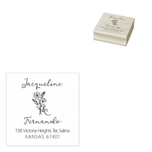 Moderne Calligrapy Wildblume Daisy Rücksendeadress Gummistempel (Stempel)