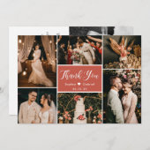 Moderne Callygrafie 6 Foto Collage Wedding Dankeskarte (Vorne/Hinten)