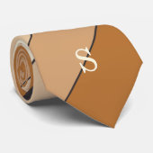 Moderne Camel Tan Beige Streifen Monogram Neck Tie Krawatte (Gerollt)
