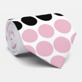 Moderne Cameo Pink und Black Polka Dot Krawatte (Gerollt)
