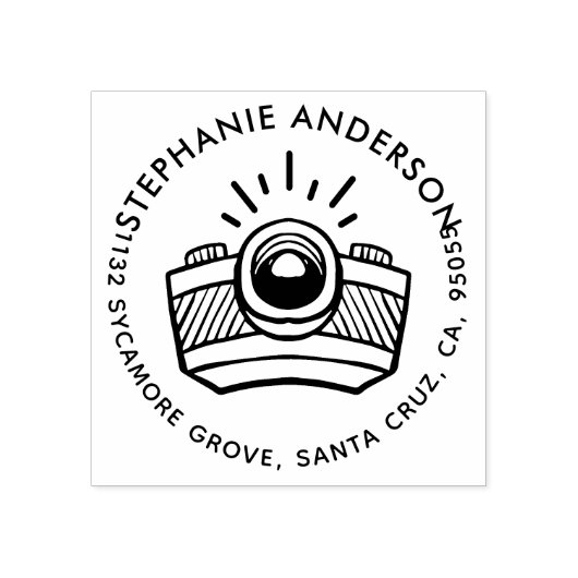 Moderne Camera-Rücksendeadresse für den runden Car Gummistempel (Prägung)