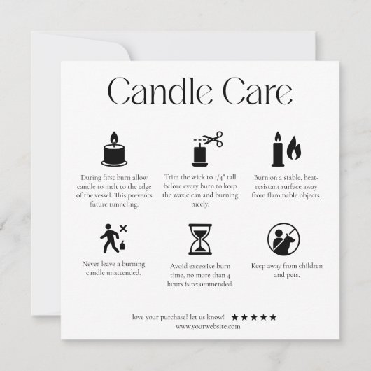 Moderne Candle Care Card Dankeskarte (Vorderseite)