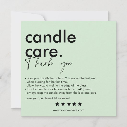 Moderne Candle Care & Danke Business Card (Vorderseite)