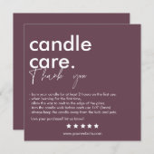 Moderne Candle Care & Danke Business Card (Vorne/Hinten)