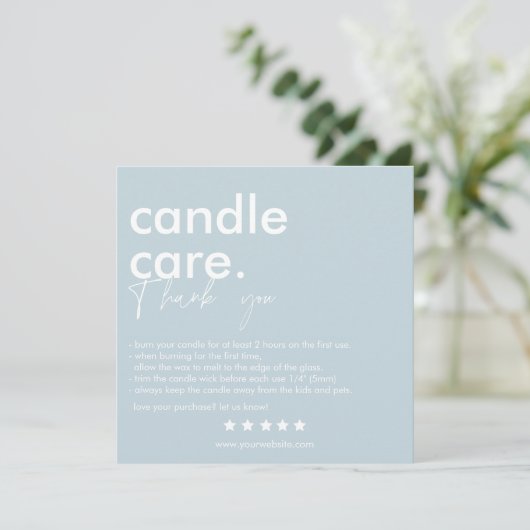 Moderne Candle Care & Danke Business Card (Stehend Vorderseite)