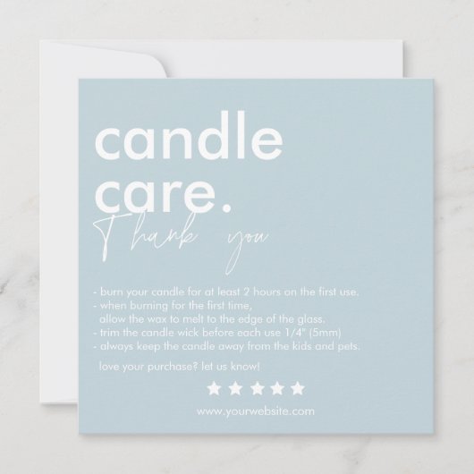 Moderne Candle Care & Danke Business Card (Vorderseite)