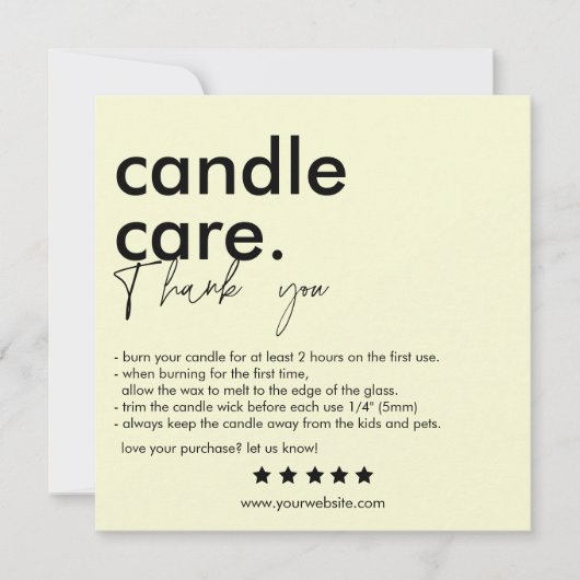 Moderne Candle Care & Danke Business Card (Vorderseite)