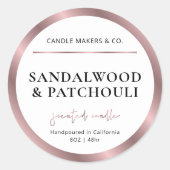 Moderne Candle Jar Label Bronze Rose Gold Packung Runder Aufkleber (Vorderseite)