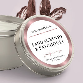 Moderne Candle Jar Label Bronze Rose Gold Packung Runder Aufkleber