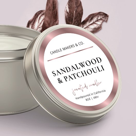 Moderne Candle Jar Label Bronze Rose Gold Packung Runder Aufkleber