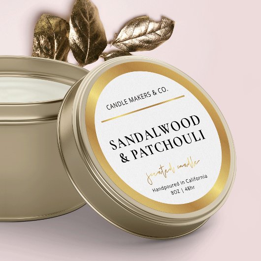 Moderne Candle Jar Label Gold Foil Effekt Packung Runder Aufkleber