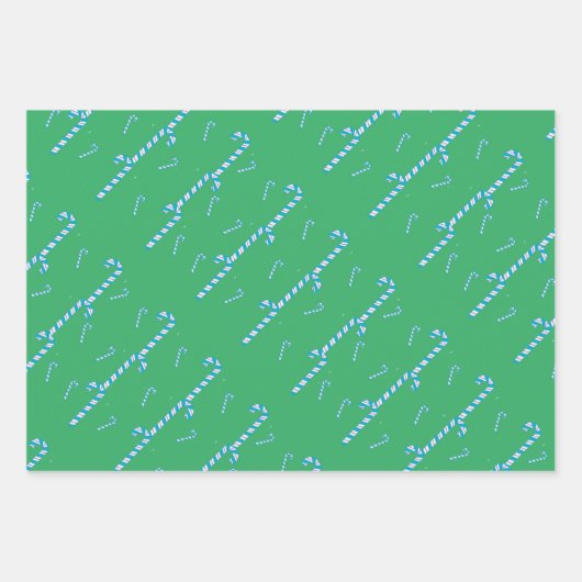 Moderne Candy Cane Muster Wrapping Paper Sheets Geschenkpapier Set (Vorderseite 3)