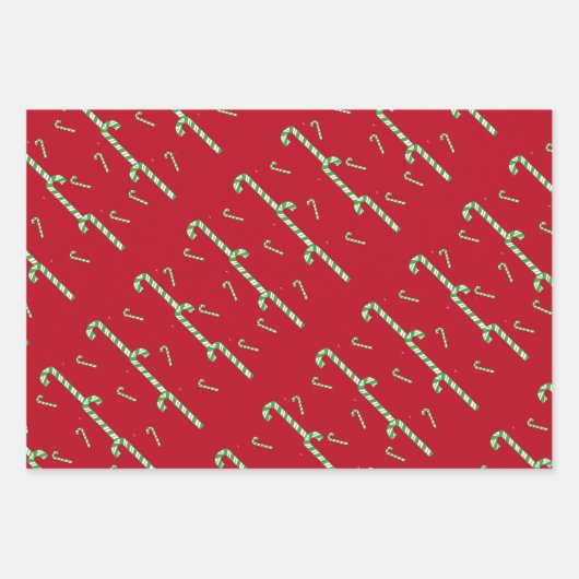Moderne Candy Cane Muster Wrapping Paper Sheets Geschenkpapier Set (Vorderseite 2)