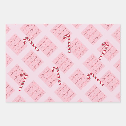 Moderne Candy Cane Muster Wrapping Paper Sheets Geschenkpapier Set (Vorderseite)