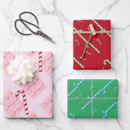 Moderne Candy Cane Muster Wrapping Paper Sheets Geschenkpapier Set