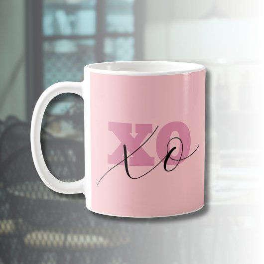Moderne Candy Pink Black XOXO Valentine Kaffeetasse