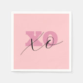 Moderne Candy Pink Black XOXO Valentine Serviette (Vorderseite)