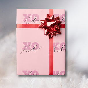 Moderne Candy Pink Black XOXO Valentinstag Geschenkpapier