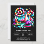 Moderne Candyland Editable Birthday Einladung (Vorderseite)