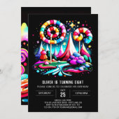 Moderne Candyland Editable Birthday Einladung (Vorne/Hinten)