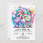 Moderne Candyland Editable Birthday Einladung (Vorderseite)