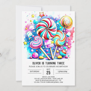 Moderne Candyland Editable Birthday Einladung