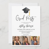Moderne Cap white Simple 4 Foto Graduation Party Einladung (Vorderseite)