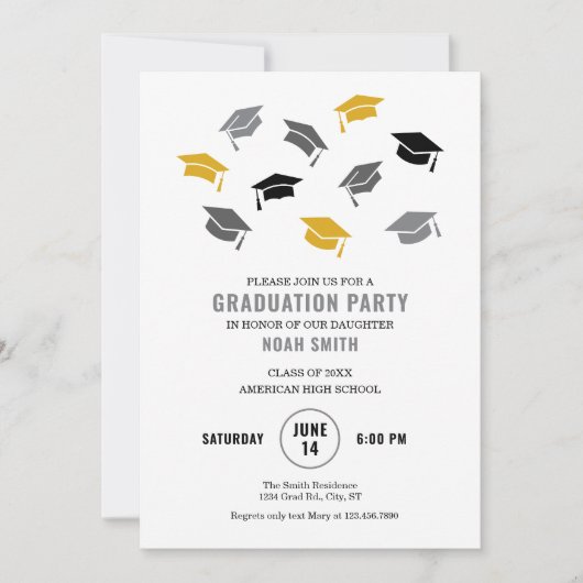 Moderne Caps Abschluss Einladung (Vorderseite)