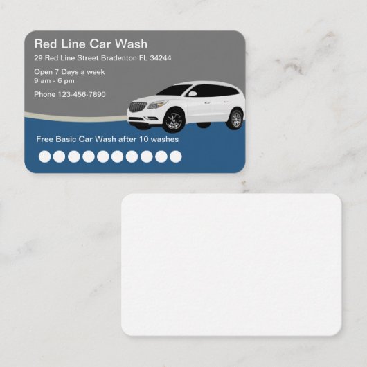 Moderne Car Wash Customer Loyalty Business Cards Visitenkarte (Vorne/Hinten)