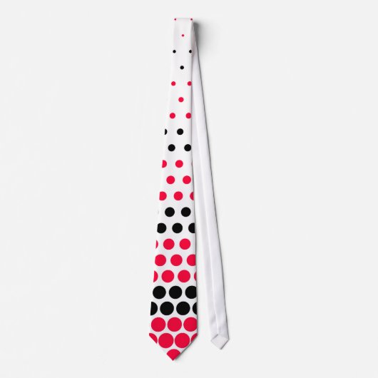 Moderne Carmine Red und Black Polka Dot Krawatte (Vorderseite)
