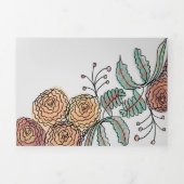 Moderne Carnation Florals Botanischer Tinte Hochze Dreifach Gefaltete Einladung (Cover)