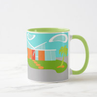 Moderne Cartoon House Tasse Mitte Jahrhundert