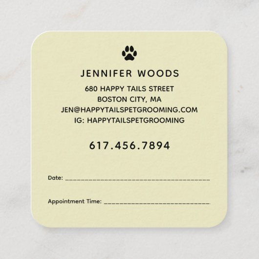 Moderne Cartoon Pet Grooming Quadratische Visitenkarte (Rückseite)