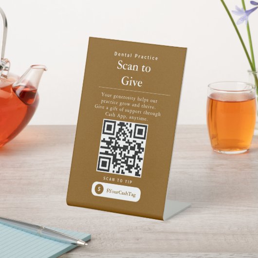 Moderne Cash App Tipps QR-Code-Schild Sockelschild (In SItu)