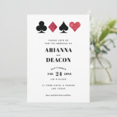 Moderne Casino Hochzeit Einladung mit Rotem Glitze (Stehend Vorderseite)