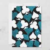 Moderne Casino Hochzeitseinladung mit blauem Glitz Einladung (Rückseite)